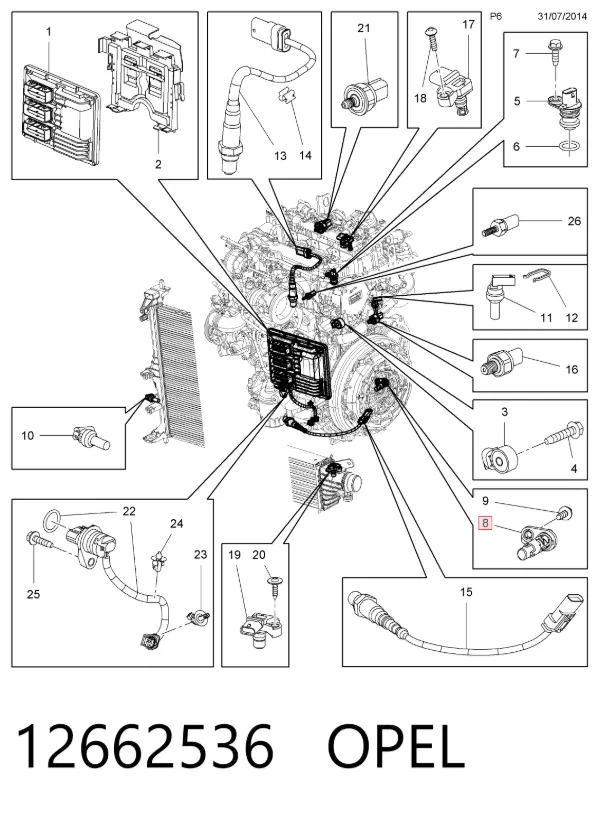 Sensor de cigüeñal 12662536 Opel