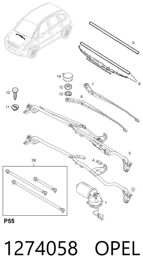 Varilla de limpiaparabrisas 1274058 Opel