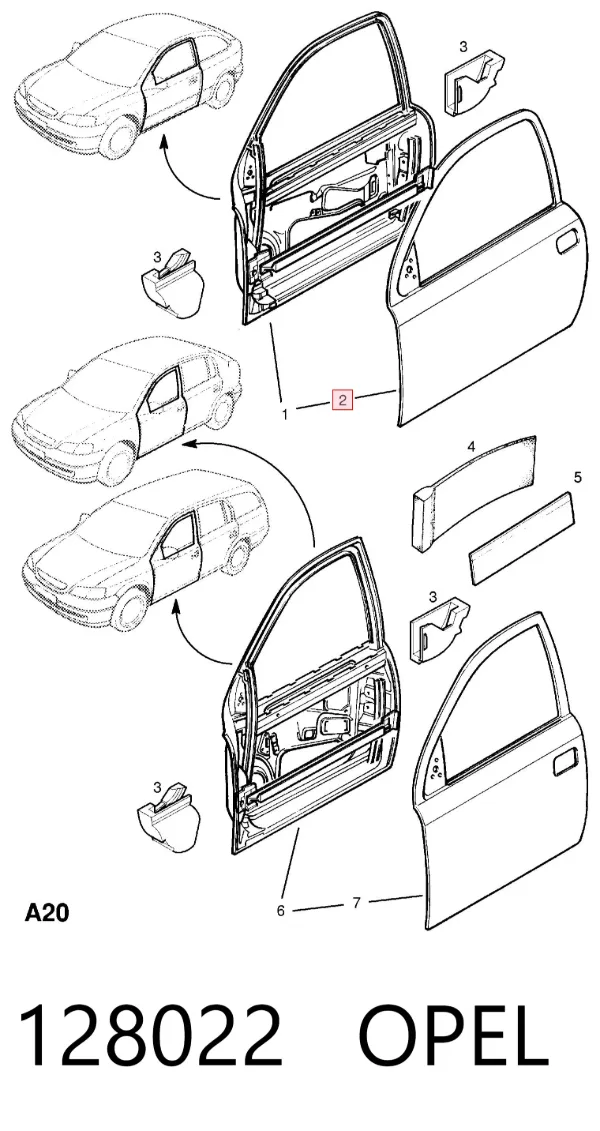 Puerta delantera izquierda 128022 Opel