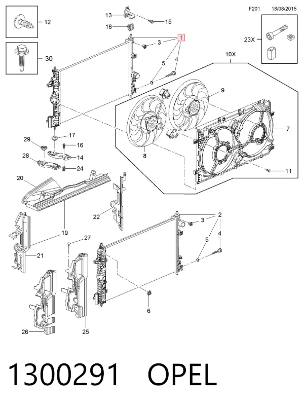 Radiador 1300291 Opel