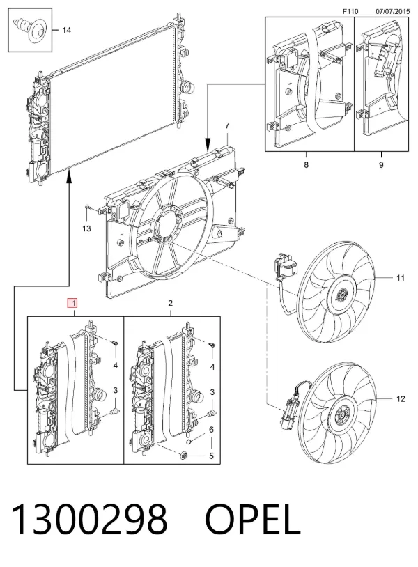 Radiador 1300298 Opel