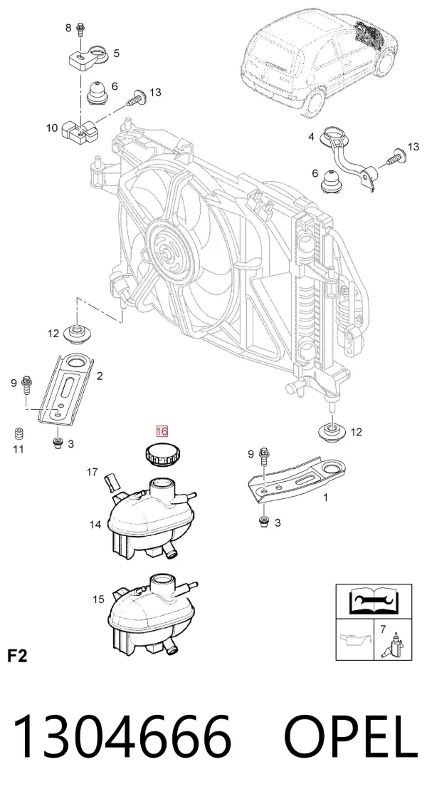Tapón depósito de refrigerante 1304666 Opel