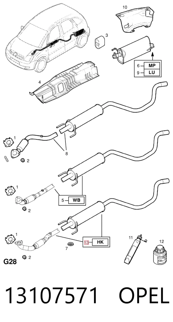 Silenciador central 13107571 Opel