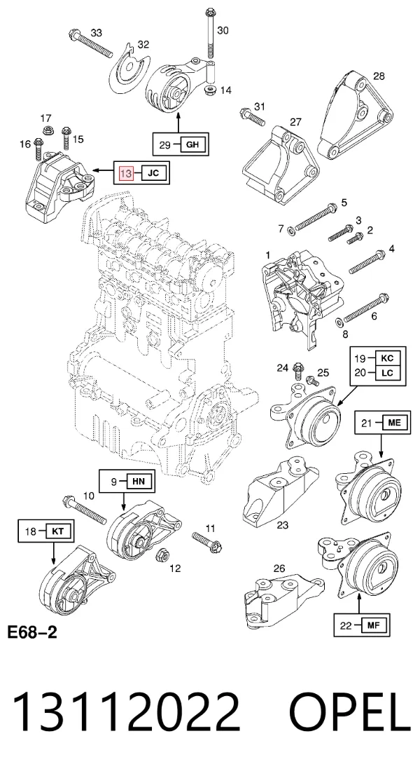 Soporte de motor derecho 13112022 Opel