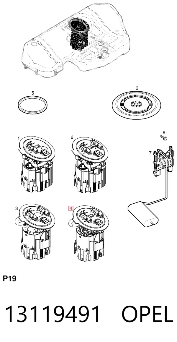 Bomba de gasolina 13119491 Opel