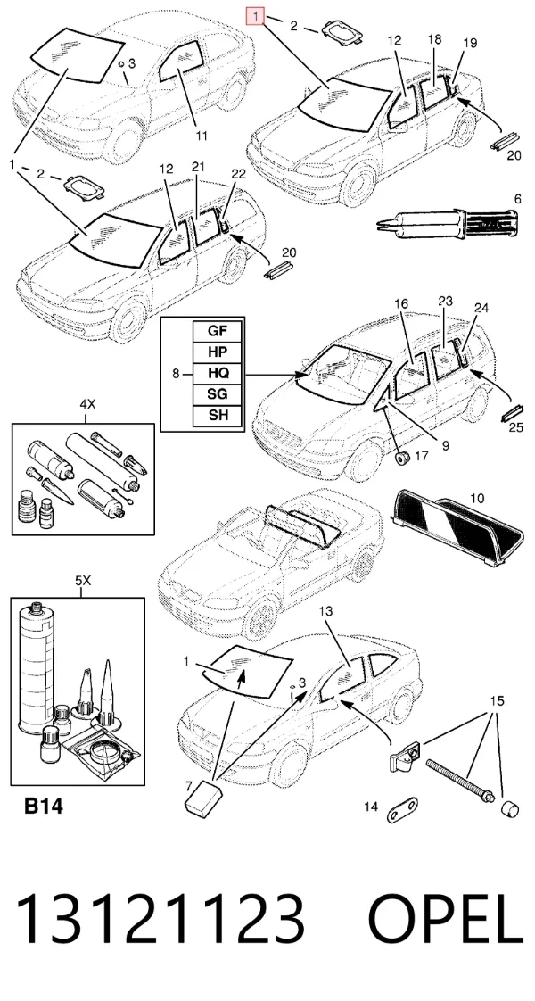 Parabrisas 13121123 Opel