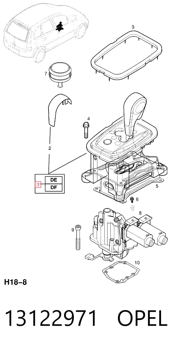Palanca de cambios 13122971 Opel
