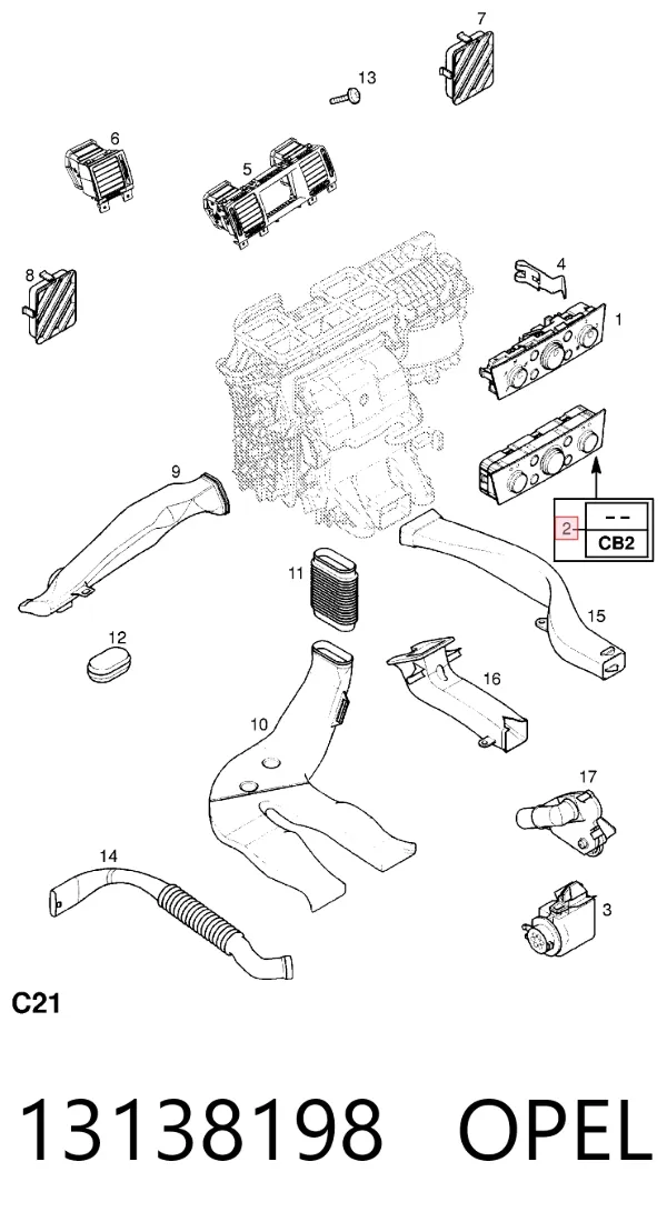 Unidad de control aire acondicionado 13138198 Opel