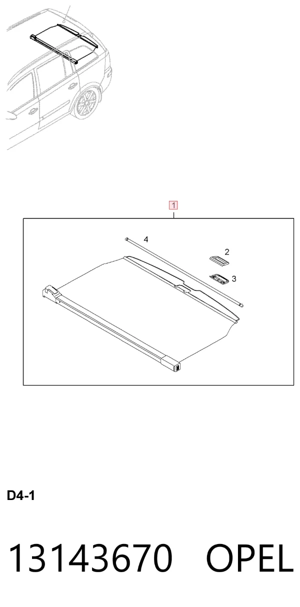 Cortina del compartimento de equipaje 13143670 Opel