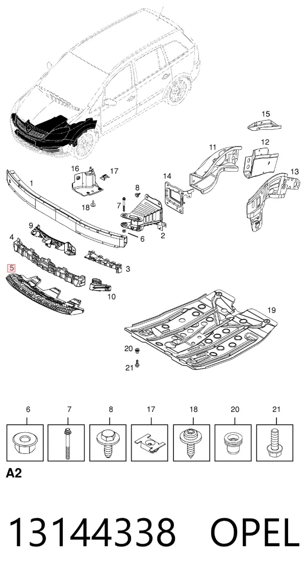 Protector para parachoques 13144338 Opel