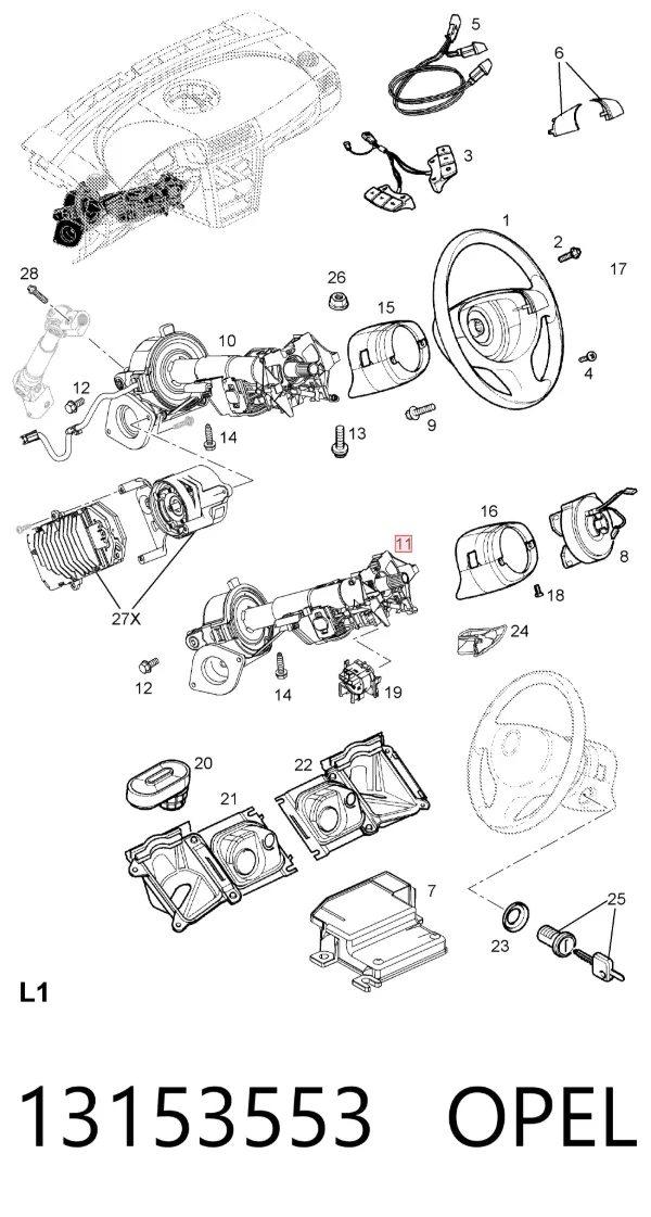 Columna dirección 13153553 Opel