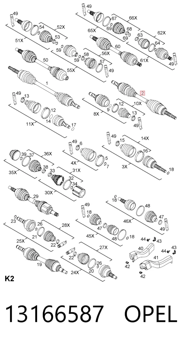 Semieje delantero 13166587 Opel