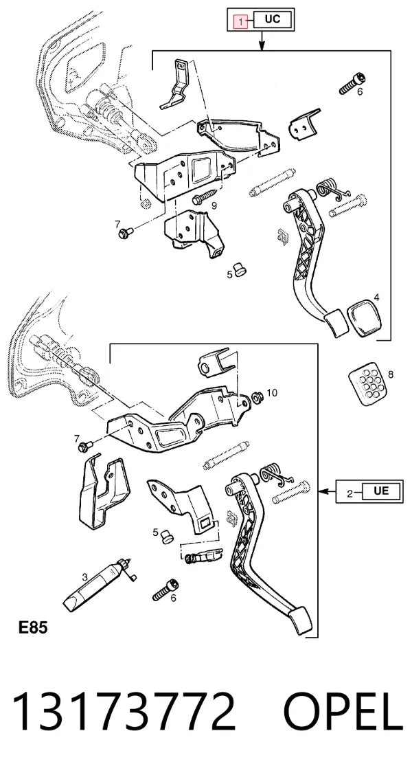 Pedal embrague 13173772 Opel