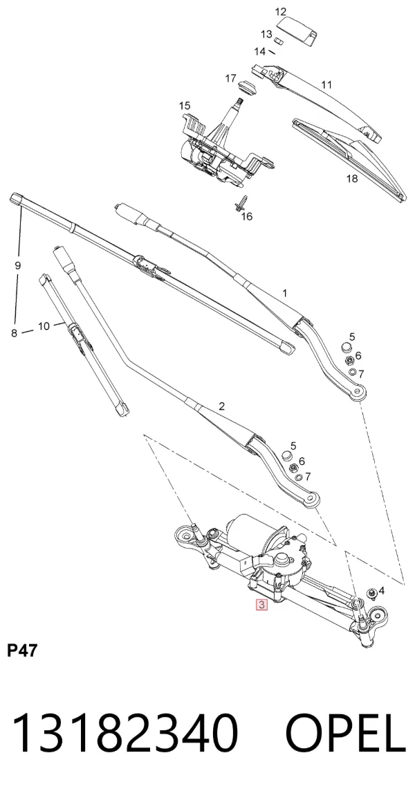 Varilla de limpiaparabrisas 13182340 Opel
