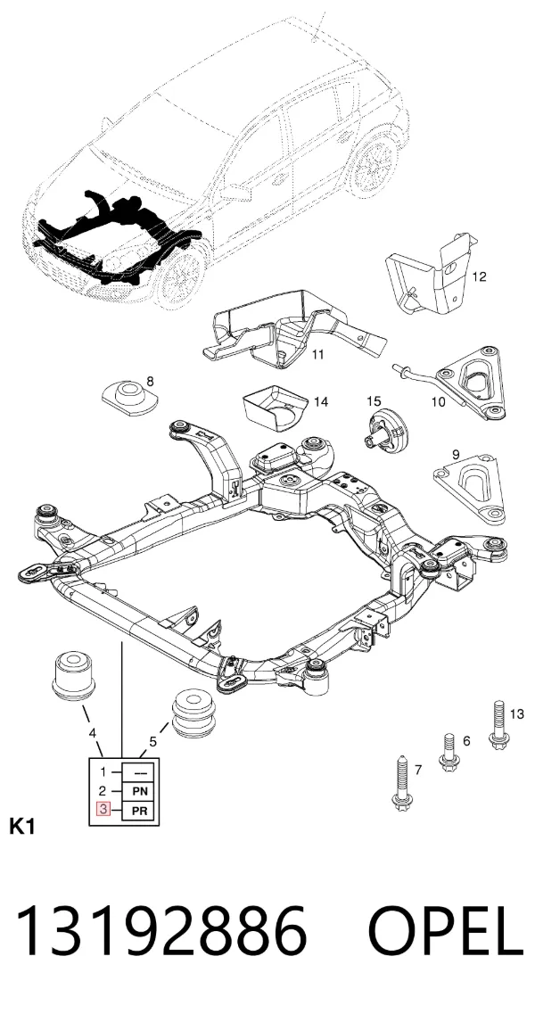 Puente delantero 13192886 Opel