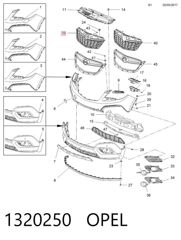 Parrilla Opel Mokka I
