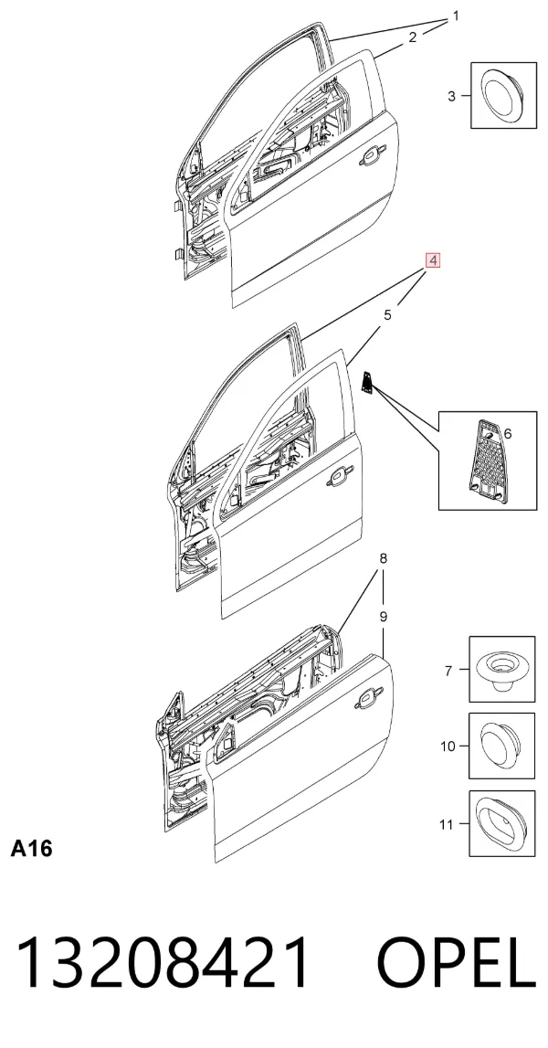 Puerta delantera izquierda Opel Astra H