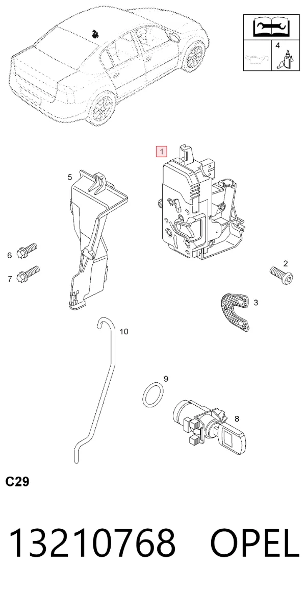 Cerradura 13210768 Opel