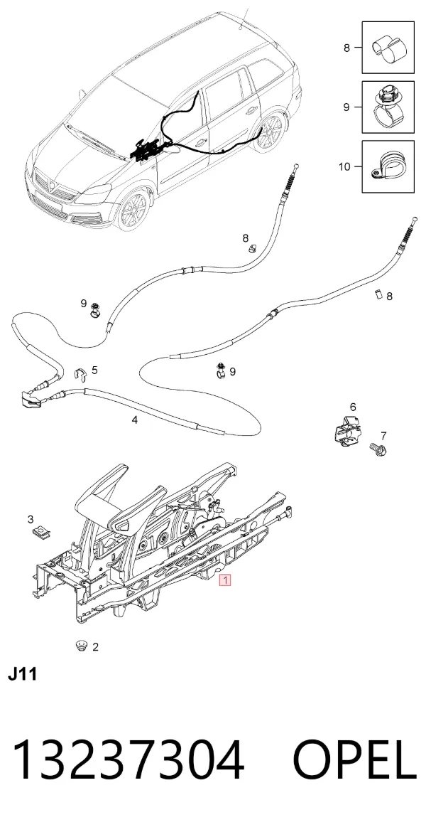Palanca de freno de mano 13237304 Opel