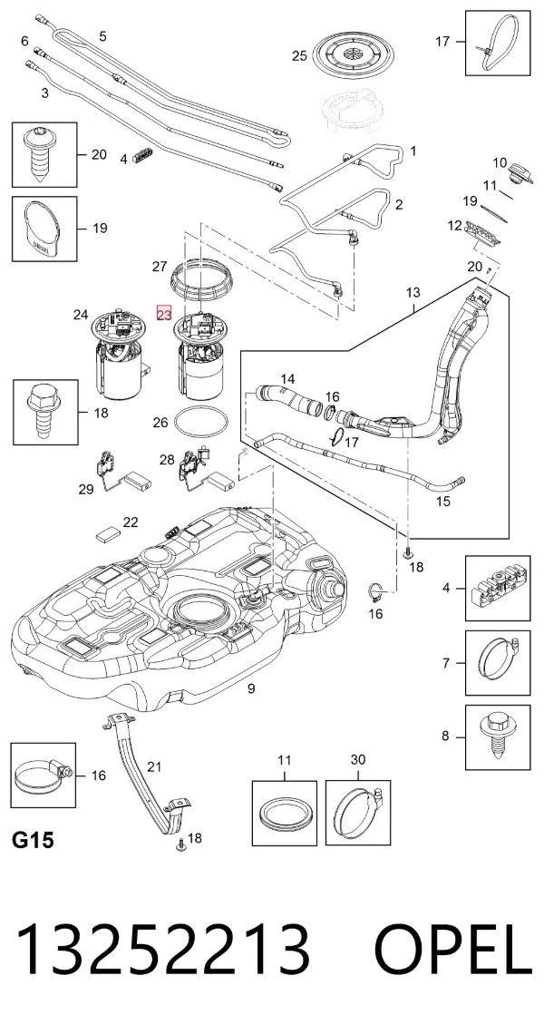 Bomba de gasolina 13252213 Opel