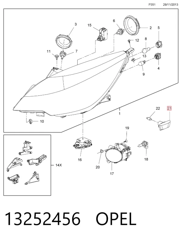 Luz intermitente de guardabarros derecho 13252456 Opel