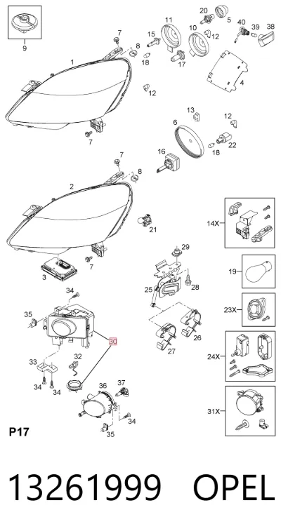 Faro antiniebla izquierdo OPEL 13261999
