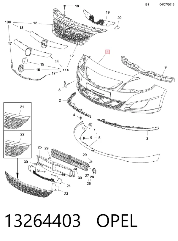 Paragolpes 13264403 Opel