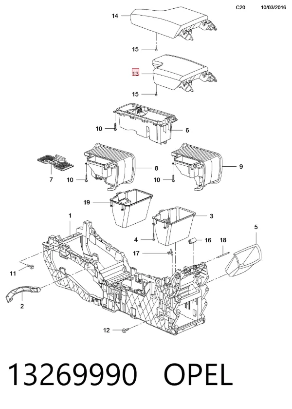 Apoyabrazos 13269990 Opel