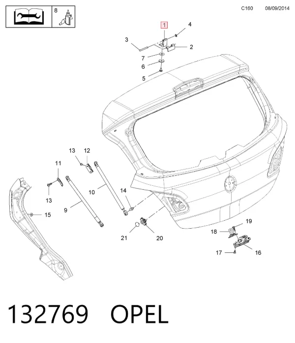 Bisagra de puerta trasera 132769 Opel