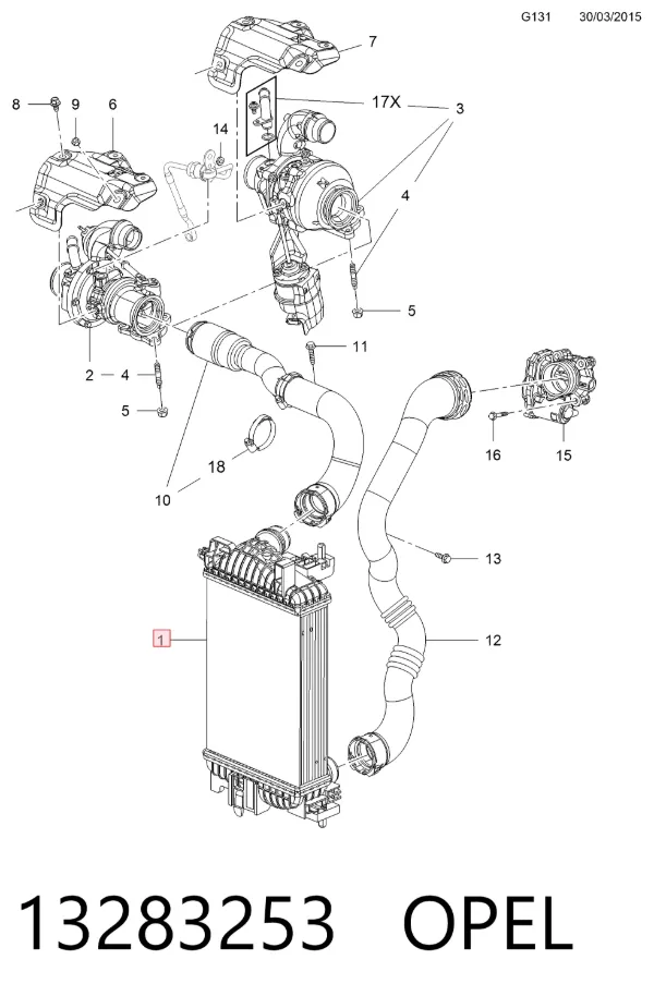 Intercooler 13283253 Opel