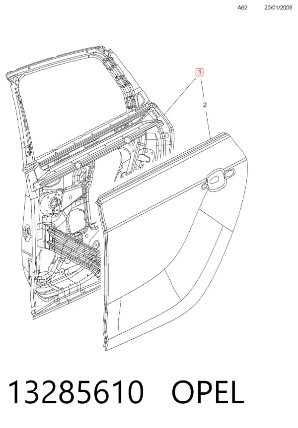 Puerta trasera izquierda 13285610 Opel