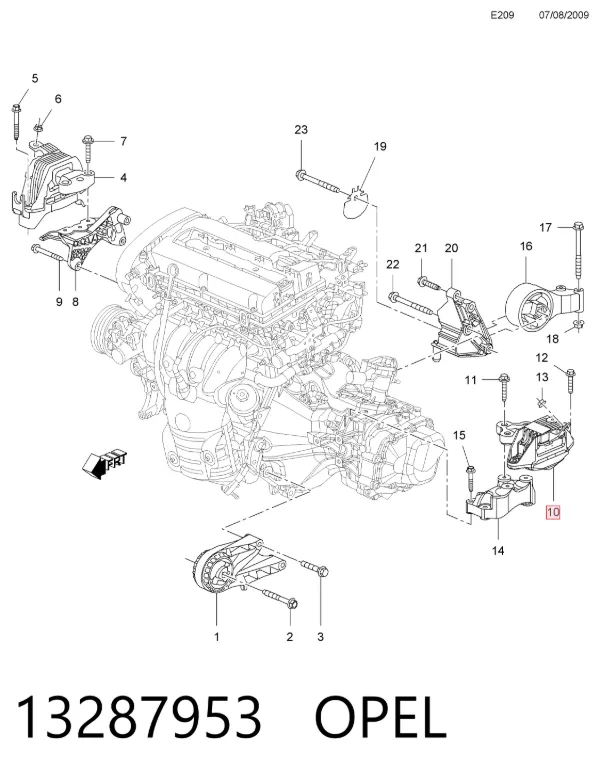Soporte izquierdo del motor 13287953 Opel