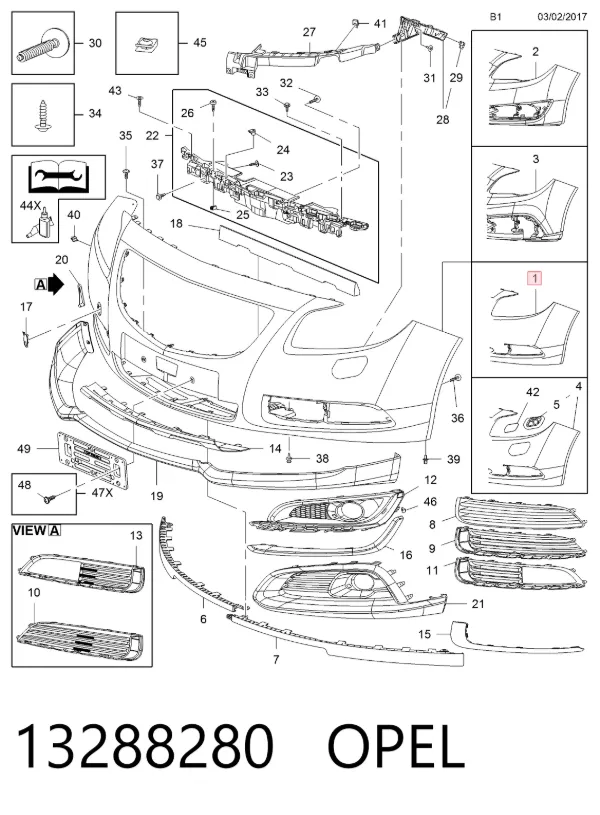 Paragolpes 13288280 Opel