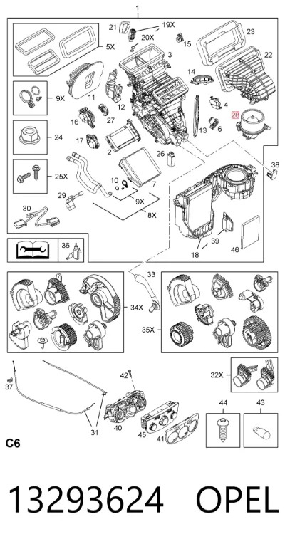 Motor del ventilador del aire acondicionado OPEL 13293624