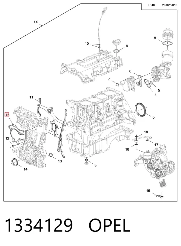 Junta de bomba de agua 1334129 Opel