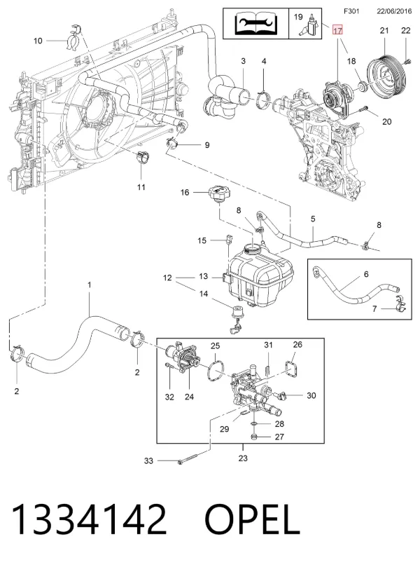 Bomba de agua 1334142 Opel