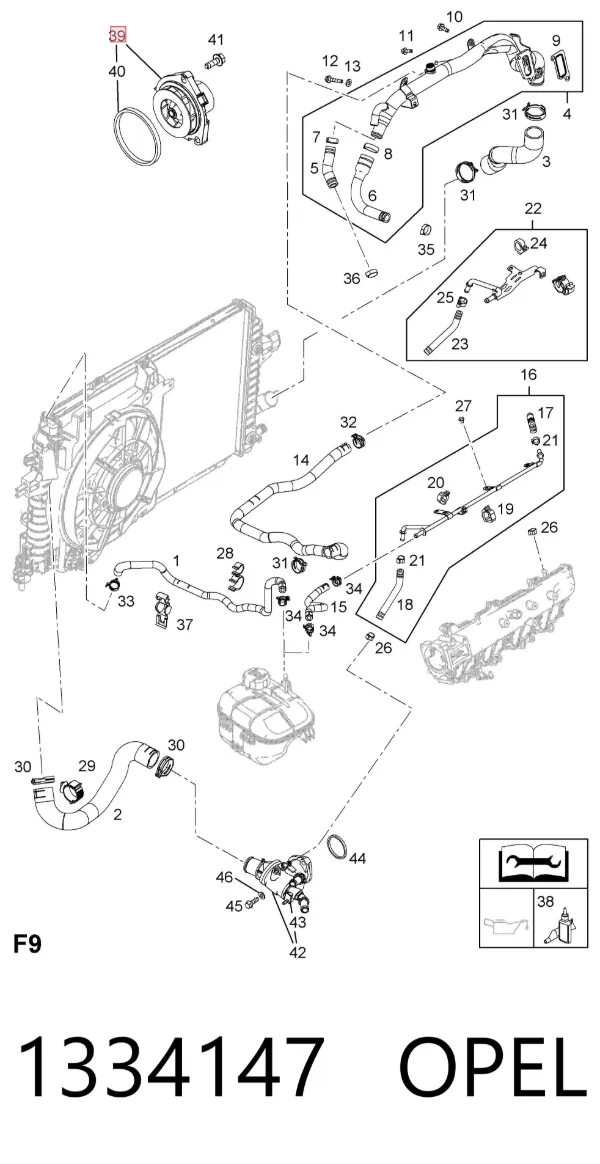 Bomba de agua 1334147 Opel
