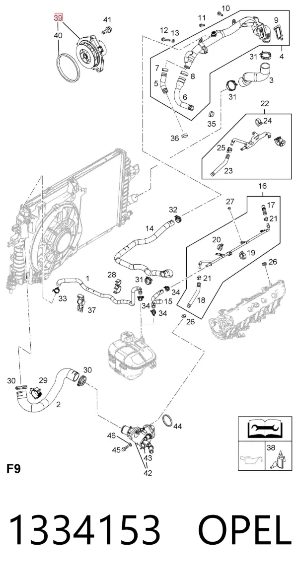 Bomba de agua 1334153 Opel