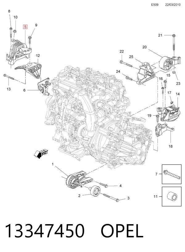Soporte de motor derecho 13347450 Opel