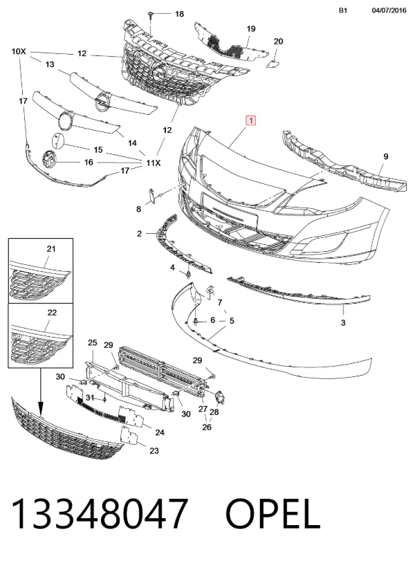 Paragolpes 13348047 Opel
