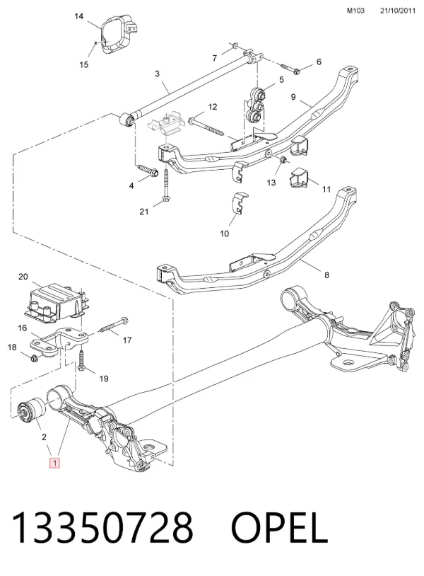 Puente trasero Opel Astra J