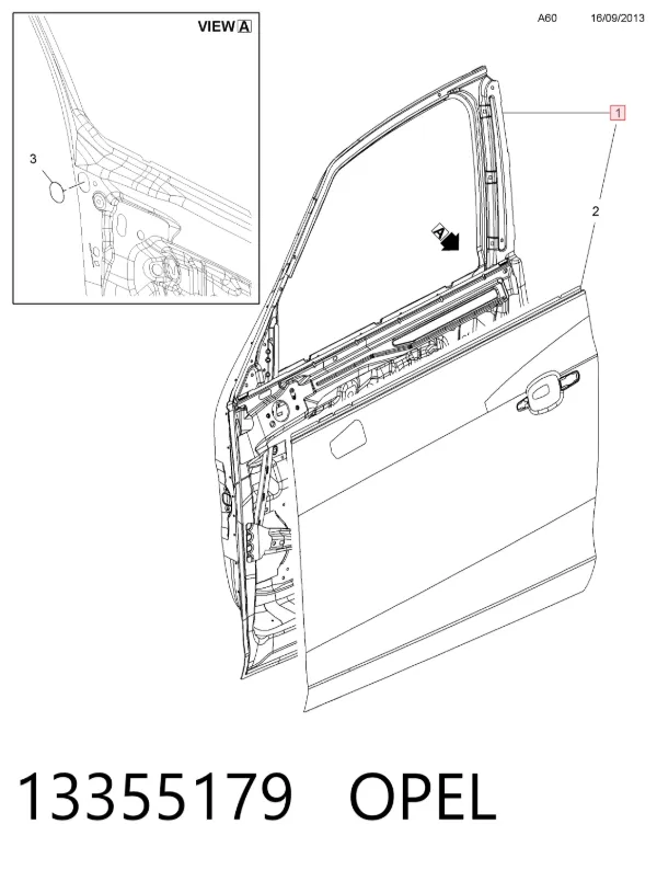 Puerta delantera derecha 13355179 Opel