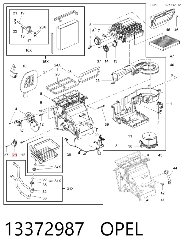 Actuador de compuerta de la calefacción 13372987 Opel
