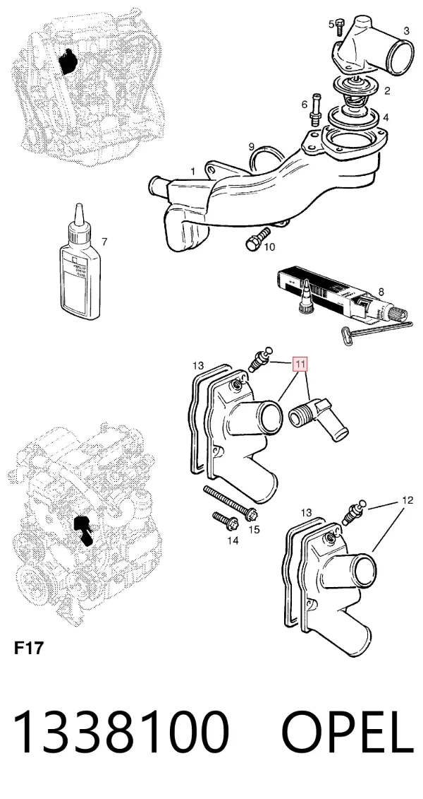 Caja de termostato 1338100 Opel