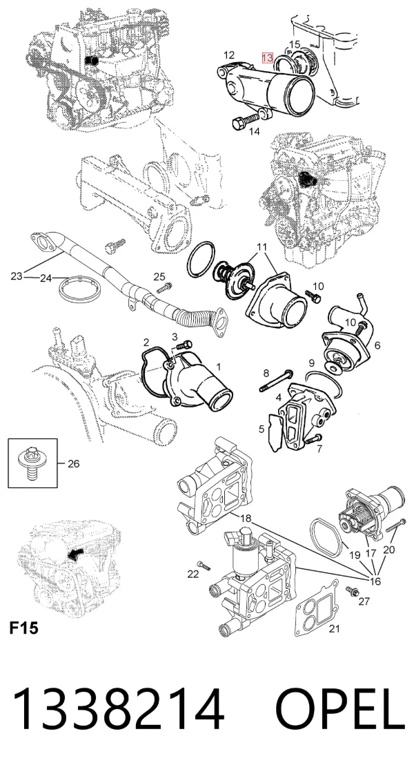 Junta de termostato 1338214 Opel