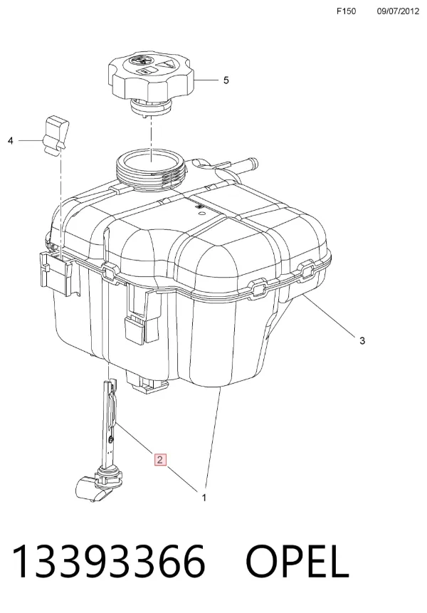 Sensor de nivel de refrigerante del depósito 13393366 Opel