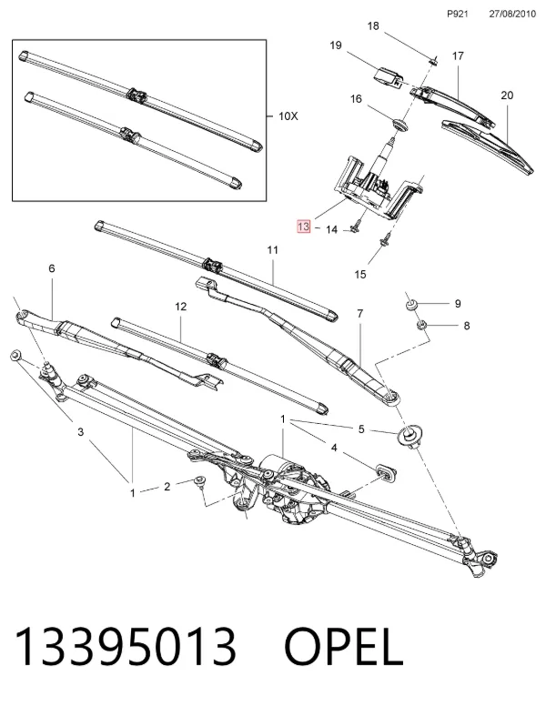 Motor limpiaparabrisas, trasera 13395013 Opel