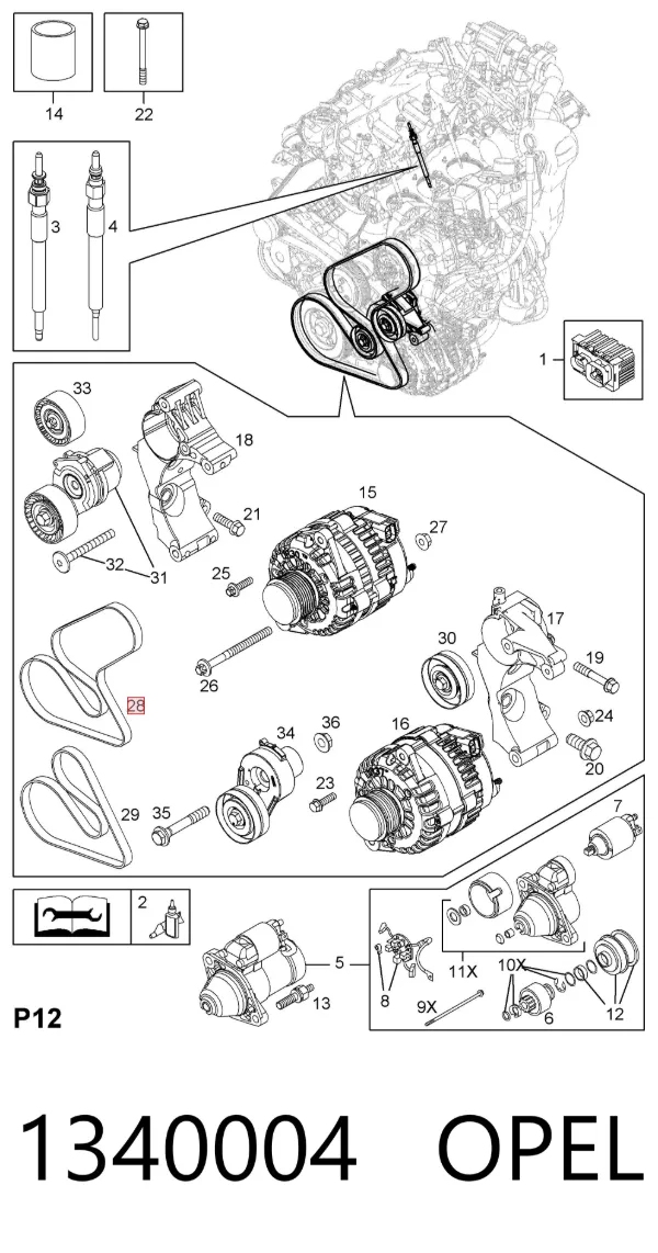 Correa de alternador 1340004 Opel