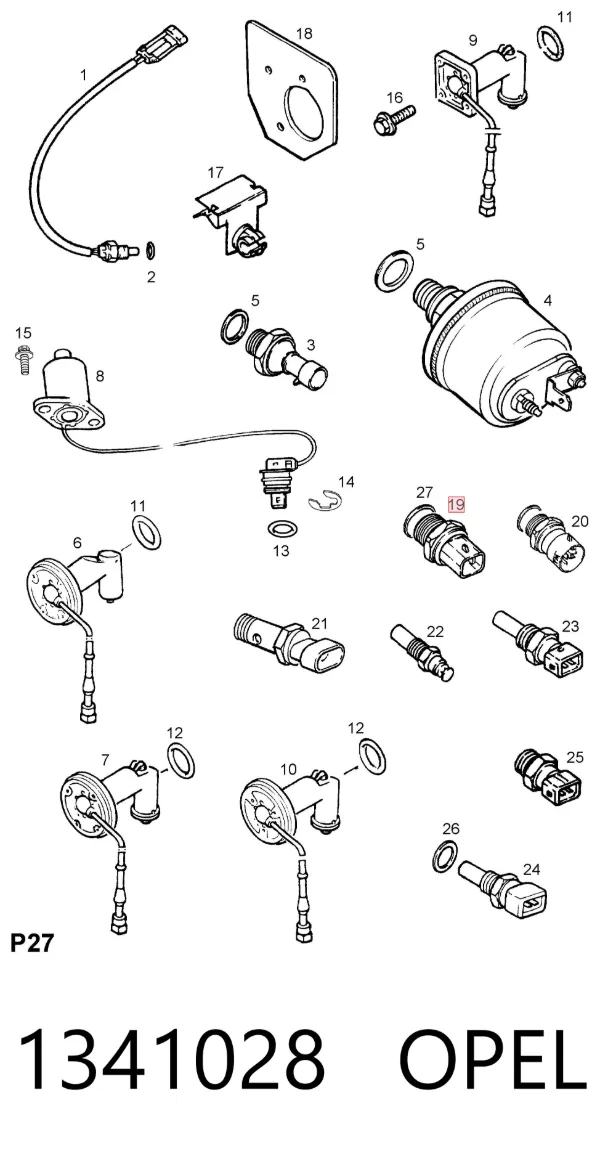 Sensor de temperatura 1341028 Opel
