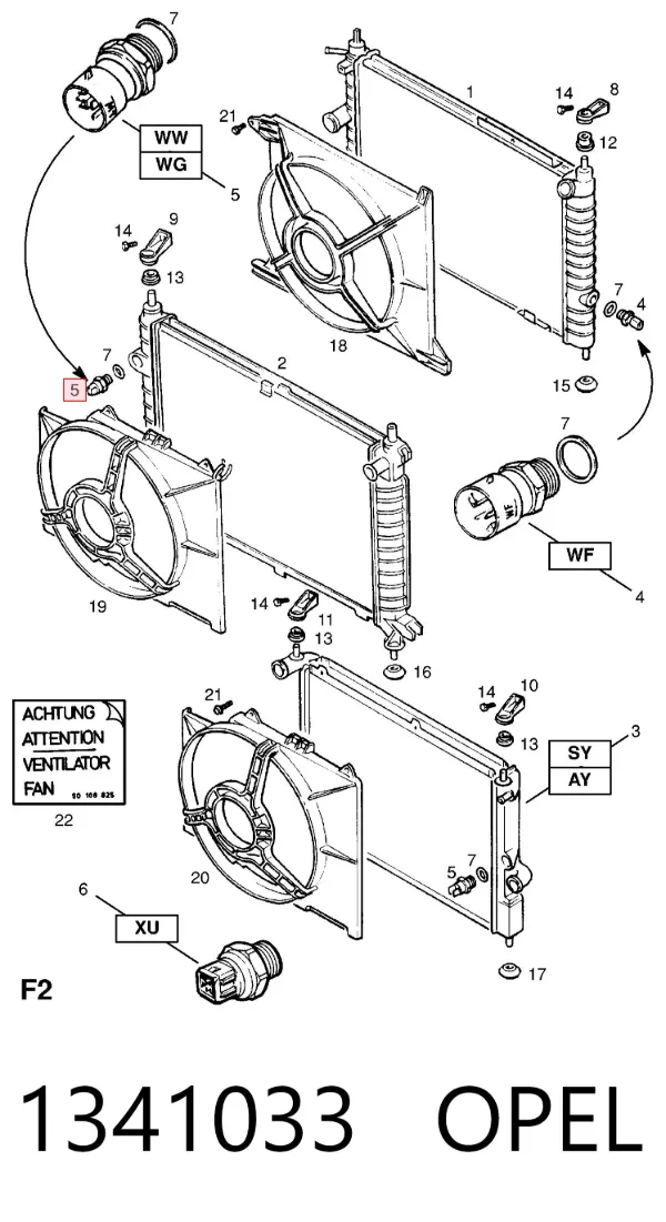 Sensor de temperatura 1341033 Opel